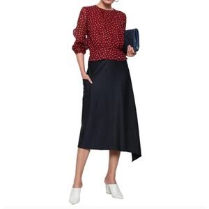 Derek Lam Pleated Polka Dot Silk Chiffon Blouse Small 2